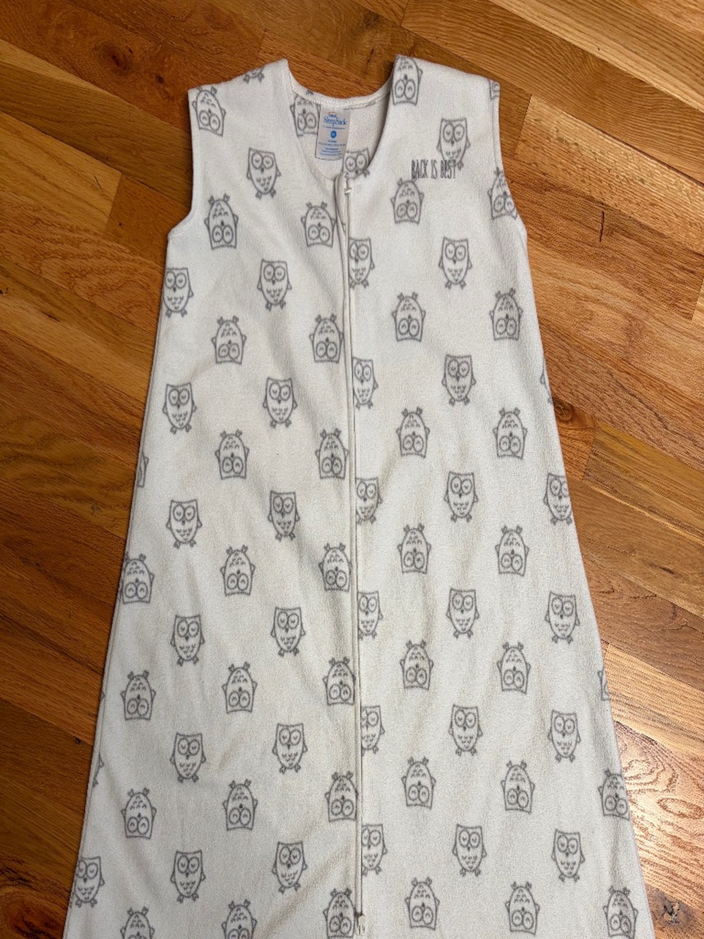 Halo fleece sleep sack, XL, white with gray owl pattern